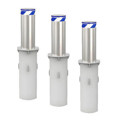 Mitigação de veículos hostis (HVM) Faixa LED de aço inoxidável escovada Bollarda hidráulica automática