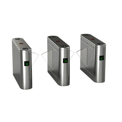 Portão de barreira de flaps de aço inoxidável com scanner de impressões digitais e fotocélula de alarme para controle de acesso ao metrô e estádio