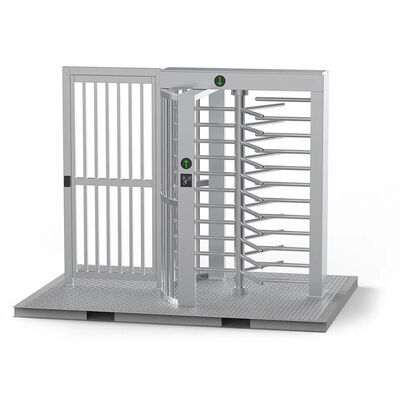 Catraca de altura total com braço de 600mm, consumo de energia de 40W e leitor de QR Code para controle de acesso