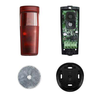 Feixe de fotocélula refletiva infravermelha polarizada com distância de detecção de 7 m e proteção IP54 para aberturas de portas e portões de garagem